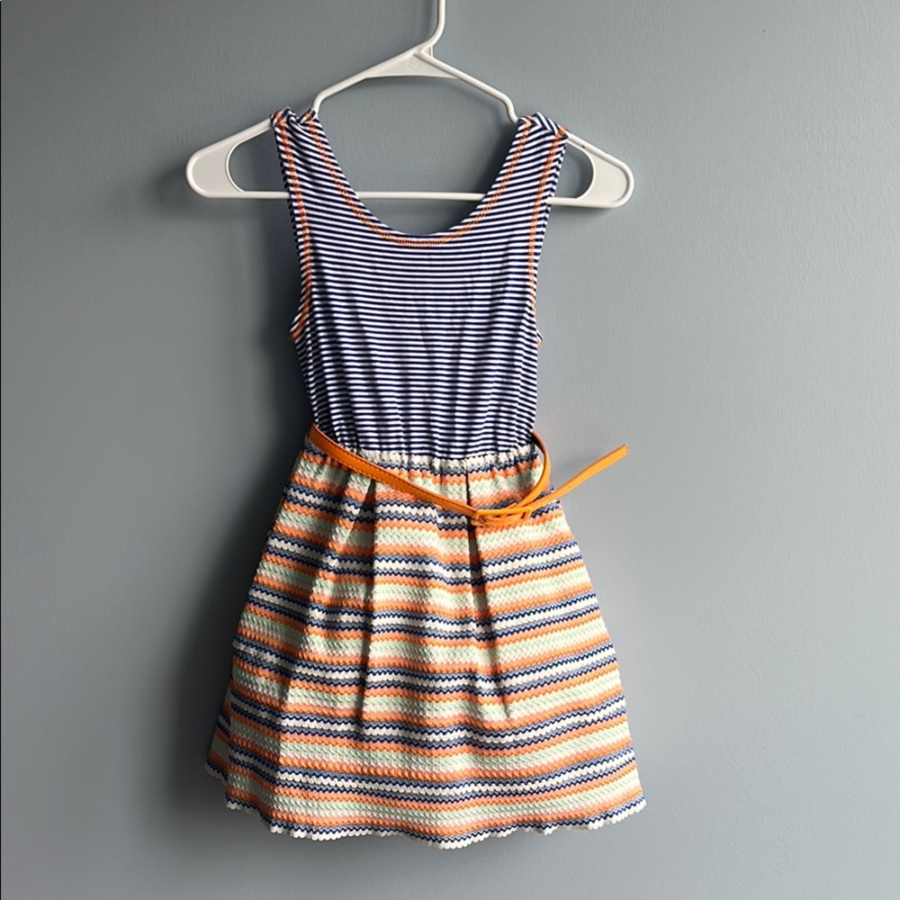 Purple and White Striped Sundress with Scoop Neck